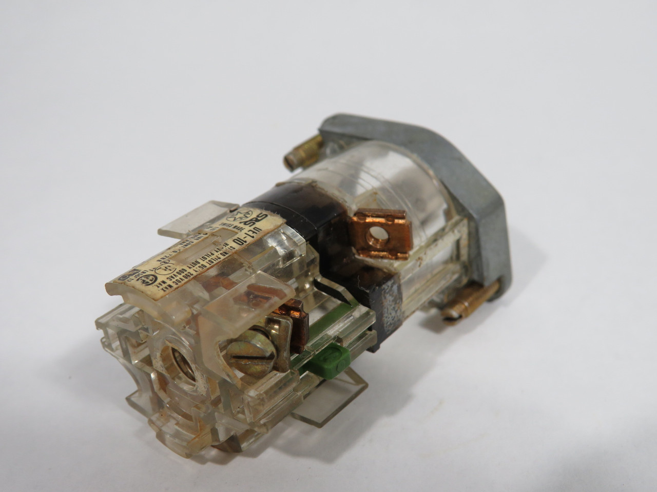 Sprecher + Schuh DE1-10 Contact Block w/Base + Lamp Holder *Missing Screw* USED