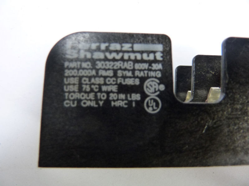 Ferraz Shawmut 30322RAB Fuse Holder 30 Amp 600V 2P USED