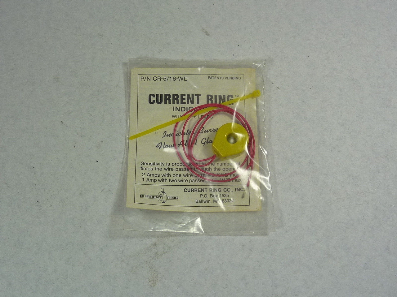 Current Ring CR-5/16-WL Indicator With Wire Leads RIPPED BAG NWB