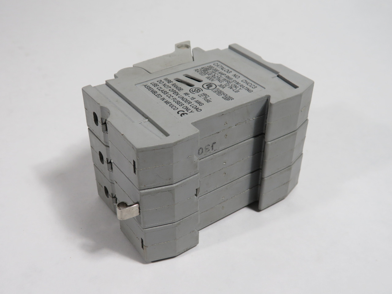 Bussmann CHCC3 Fuse Block 30AMP 600VAC 3P Class CC Power Safe USED