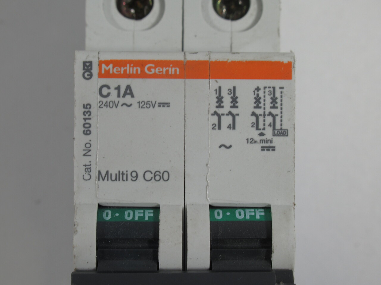 Merlin Gerin 60135 Circuit Breaker 240V 2-Pole *Missing DIN Rail* USED