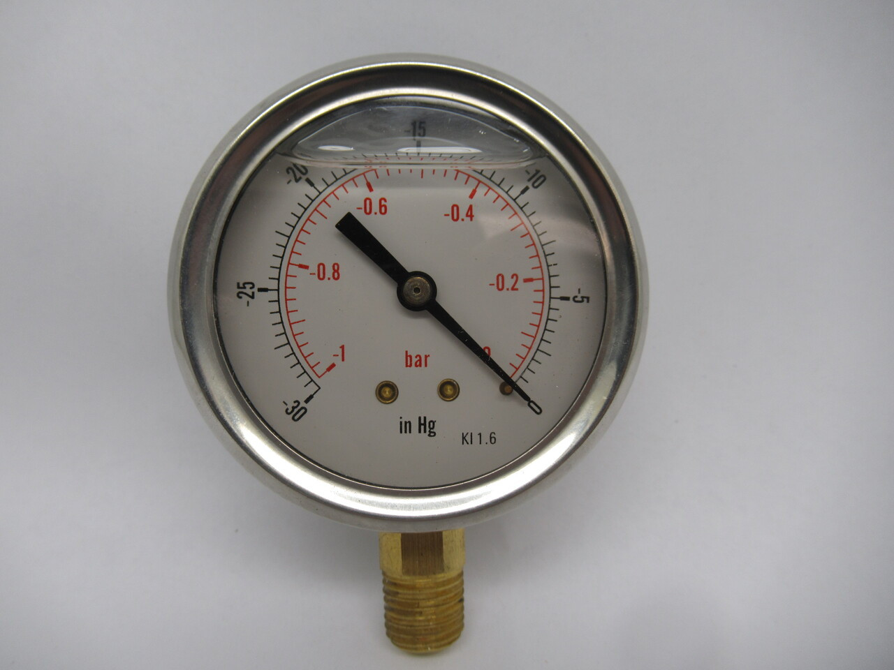 Generic Pressure Gauge -30-0in. Hg -1-0bar 2-34"Dia. 1/4"NPT USED