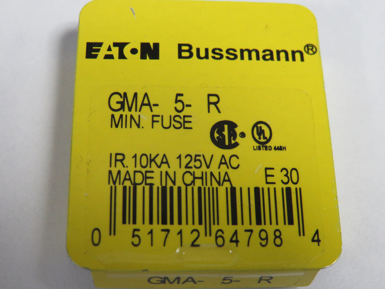 Eaton Bussmann GMA-5-R Fast-Acting Glass Fuse 5A 125V 5-Pack NEW