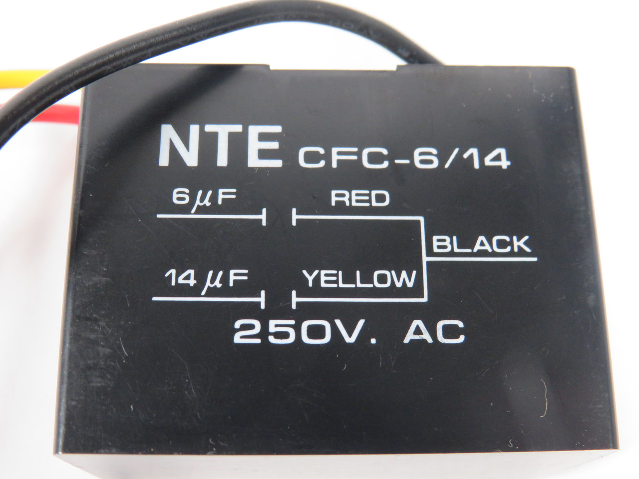 NTE CFC-6/14 Ceiling Fan Capacitor 6/14uF 250V 3-Wire SHELF WEAR NEW