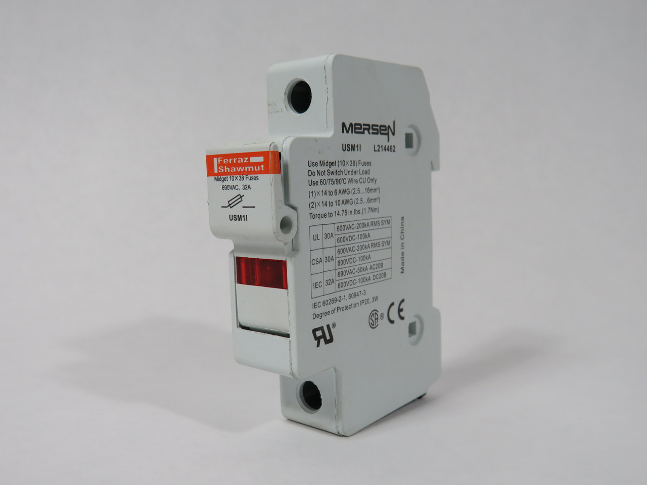 Mersen Ferraz Shawmut USM1I Fuse Holder w/ Indicator 32A 690V 1-Pole USED