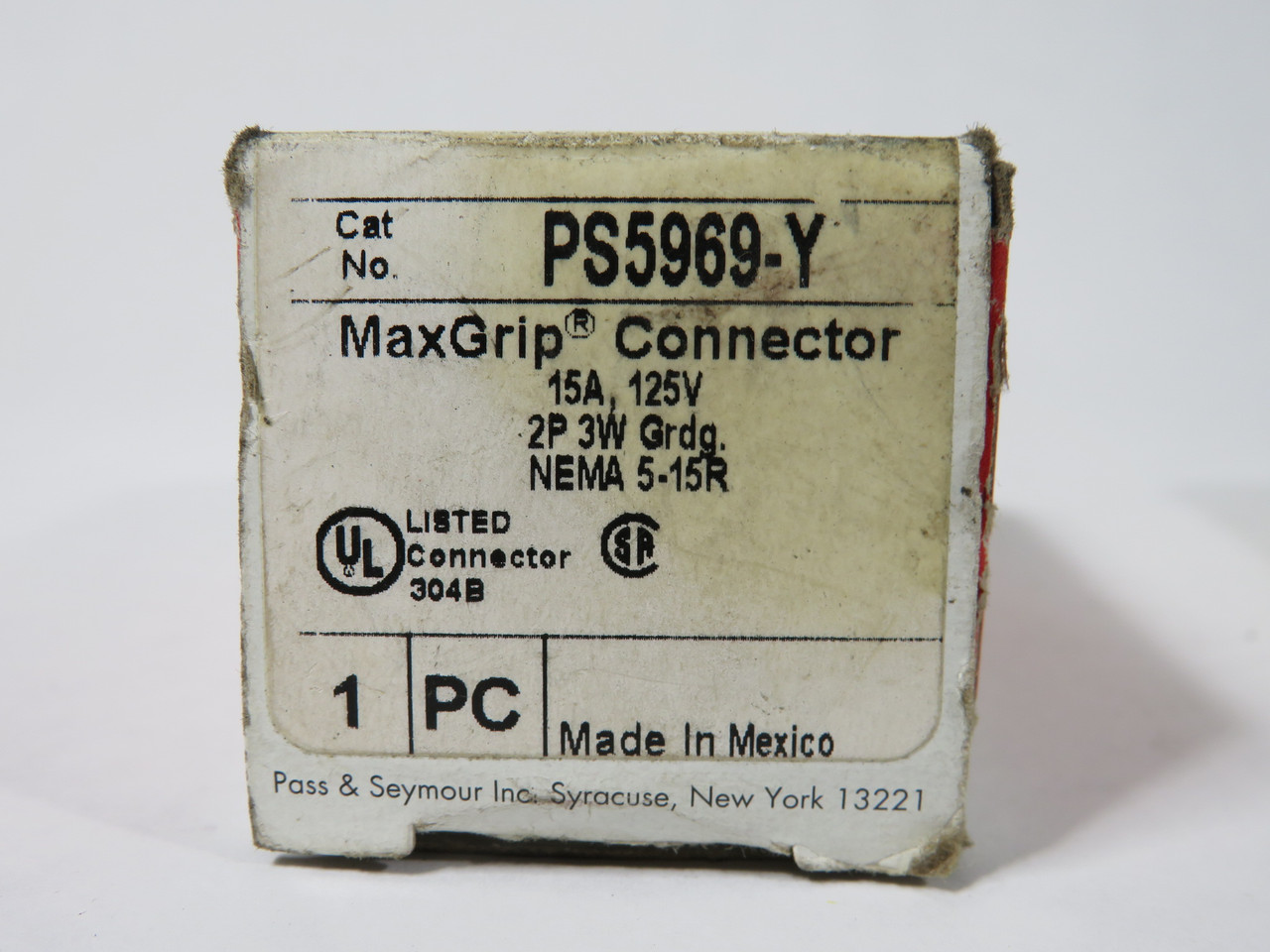 Pass & Seymour PS5969-Y Straight-Blade Connector 15A 125V 3W 2P BOX DAMAGE NEW