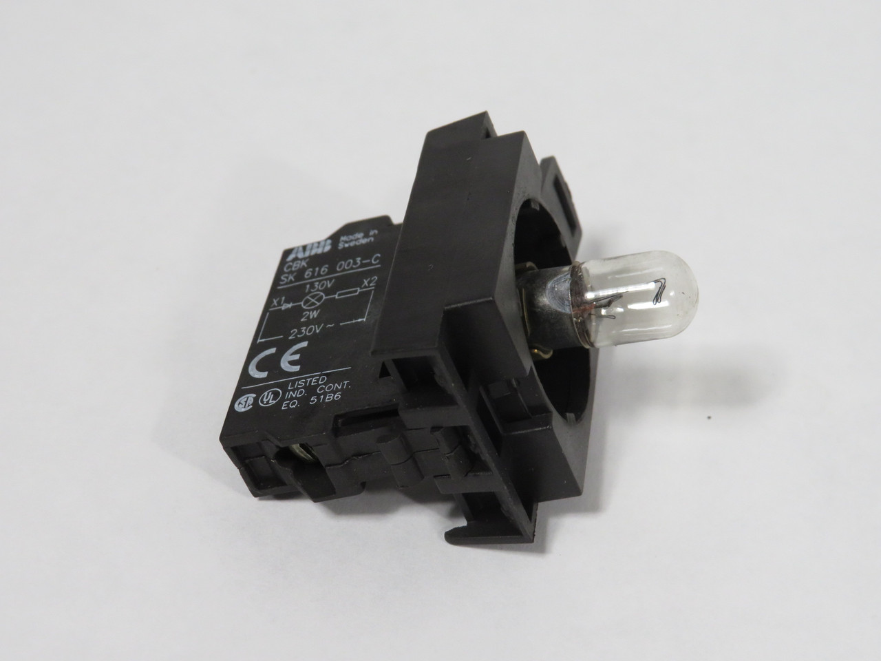 ABB KCBH-003 Lamp Block and Holder C/W Bulb 230V Supply 130V Bulb 2W USED
