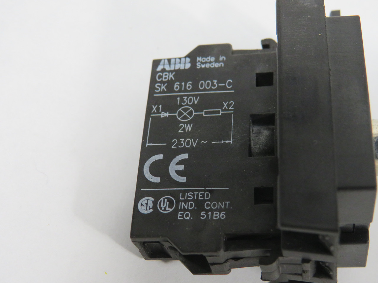 ABB KCBH-003 Lamp Block and Holder C/W Bulb 230V Supply 130V Bulb 2W USED