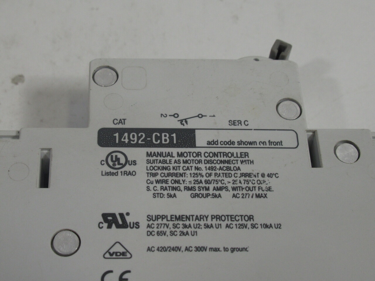 Allen-Bradley 1492-CB1-G150 Series C Circuit Breaker 277VAC 65VDC 15A USED