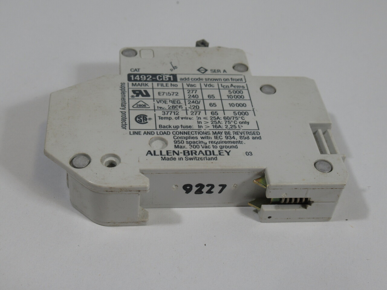 Allen-Bradley 1492-CB1-G060 Series A Circuit Breaker 6A 277VAC USED