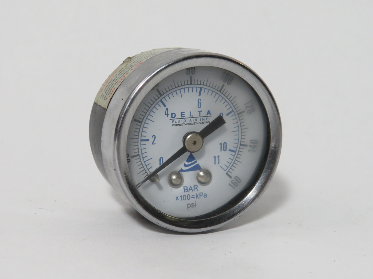 Delta Fluid Air Dry Pressure Gauge 0-160 psi 1-1/2" Diameter 1/8" CBM USED