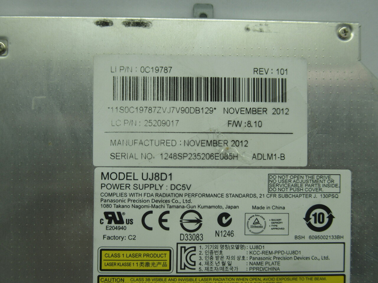 Panasonic UJ8D1 Optical Drive 5VDC USED
