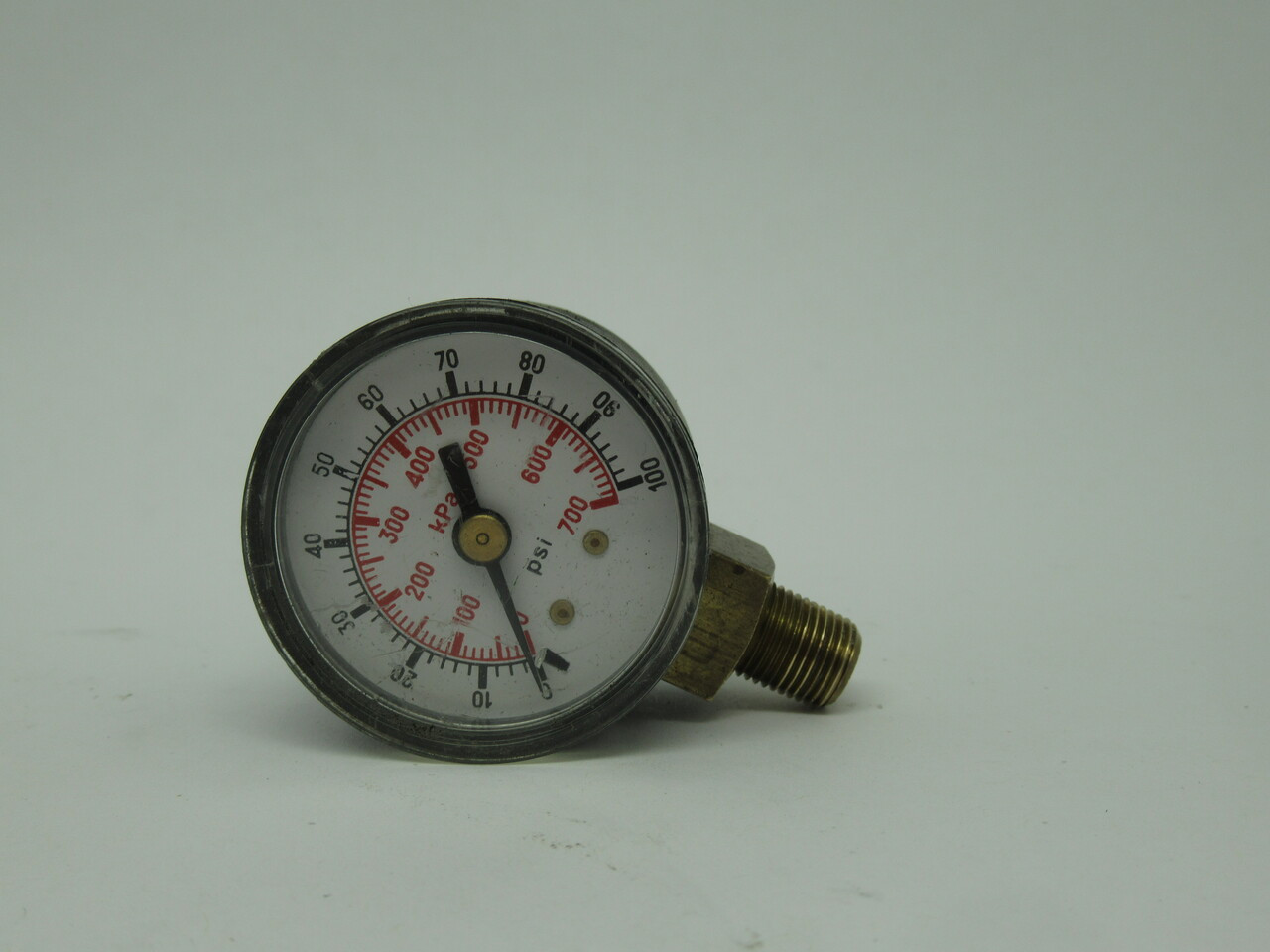 Generic Pressure Gauge 0-700kPa 0-100psi 1-3/4" Dia. M10 Thread Bottom Port USED
