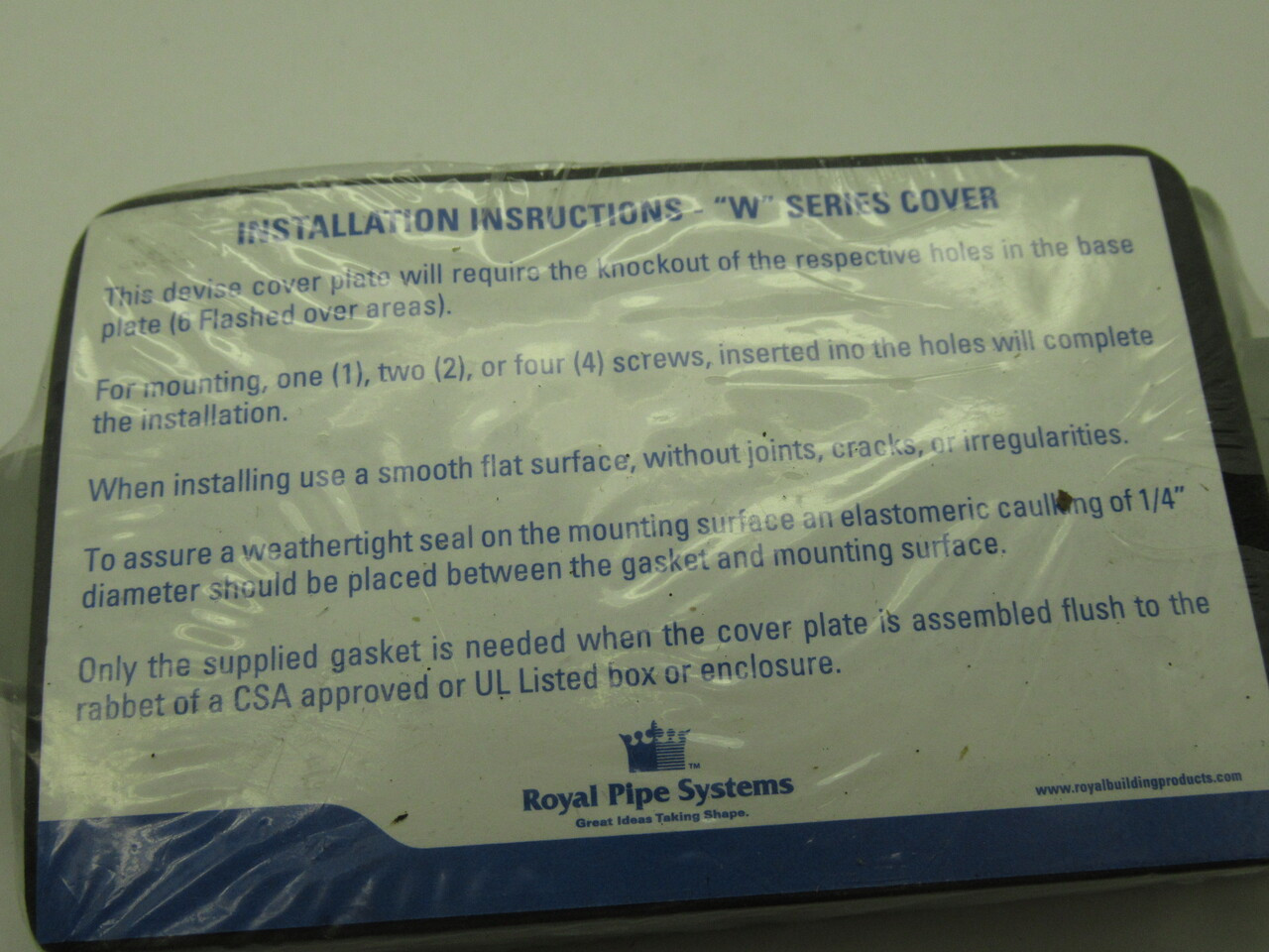 Royal Pipe Systems WDR-1510 Weatherproof Cover Series W NEW