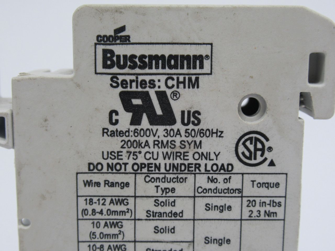 Cooper Bussmann CHM1D Fuse Holder 32A 690V 1-Pole USED