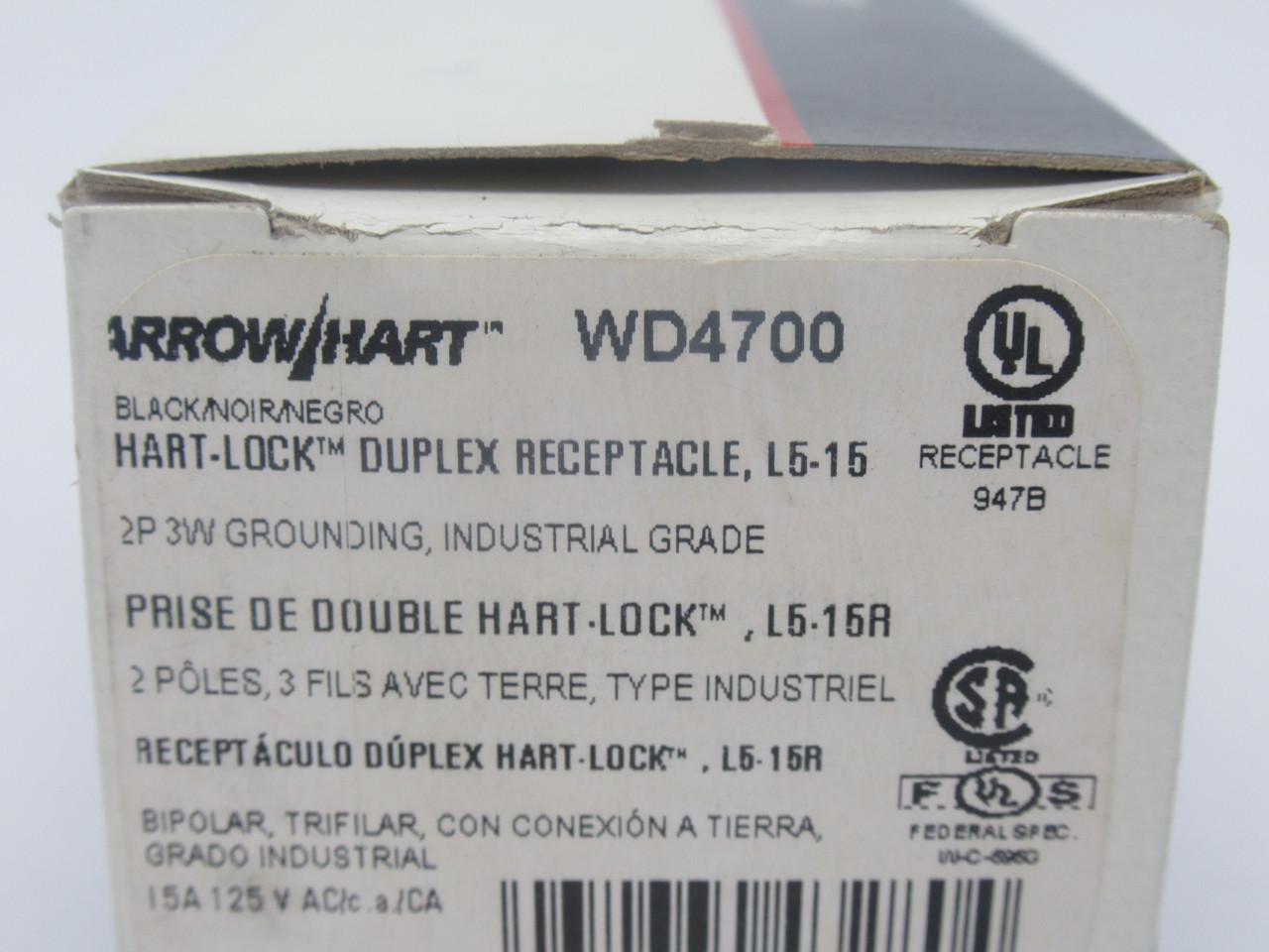 Arrowhart WD4700 Hart-Lock Duplex Receptacle 15A 125V 2P 3W NEW