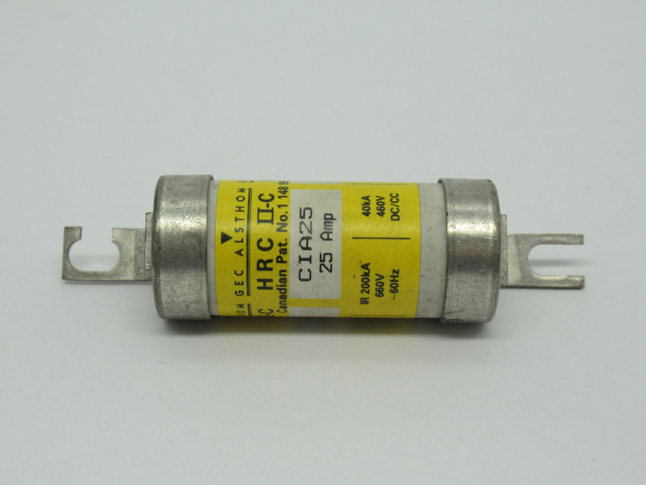 GEC Alsthom CIA-25 Open Hole Bolt On HRC Fuse 25A 660VAC 460VDC 60Hz USED