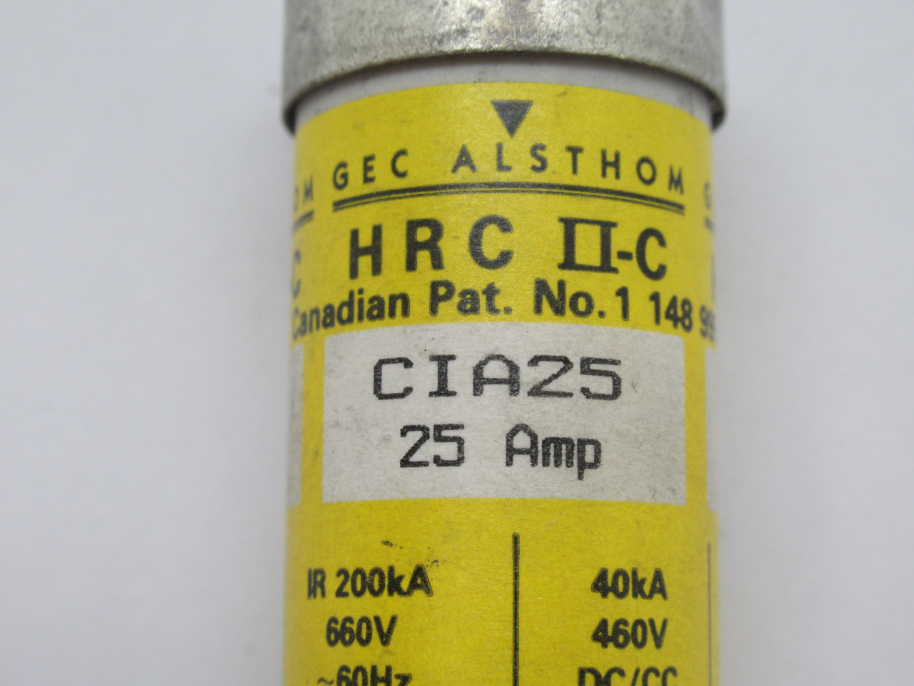 GEC Alsthom CIA-25 Open Hole Bolt On HRC Fuse 25A 660VAC 460VDC 60Hz USED
