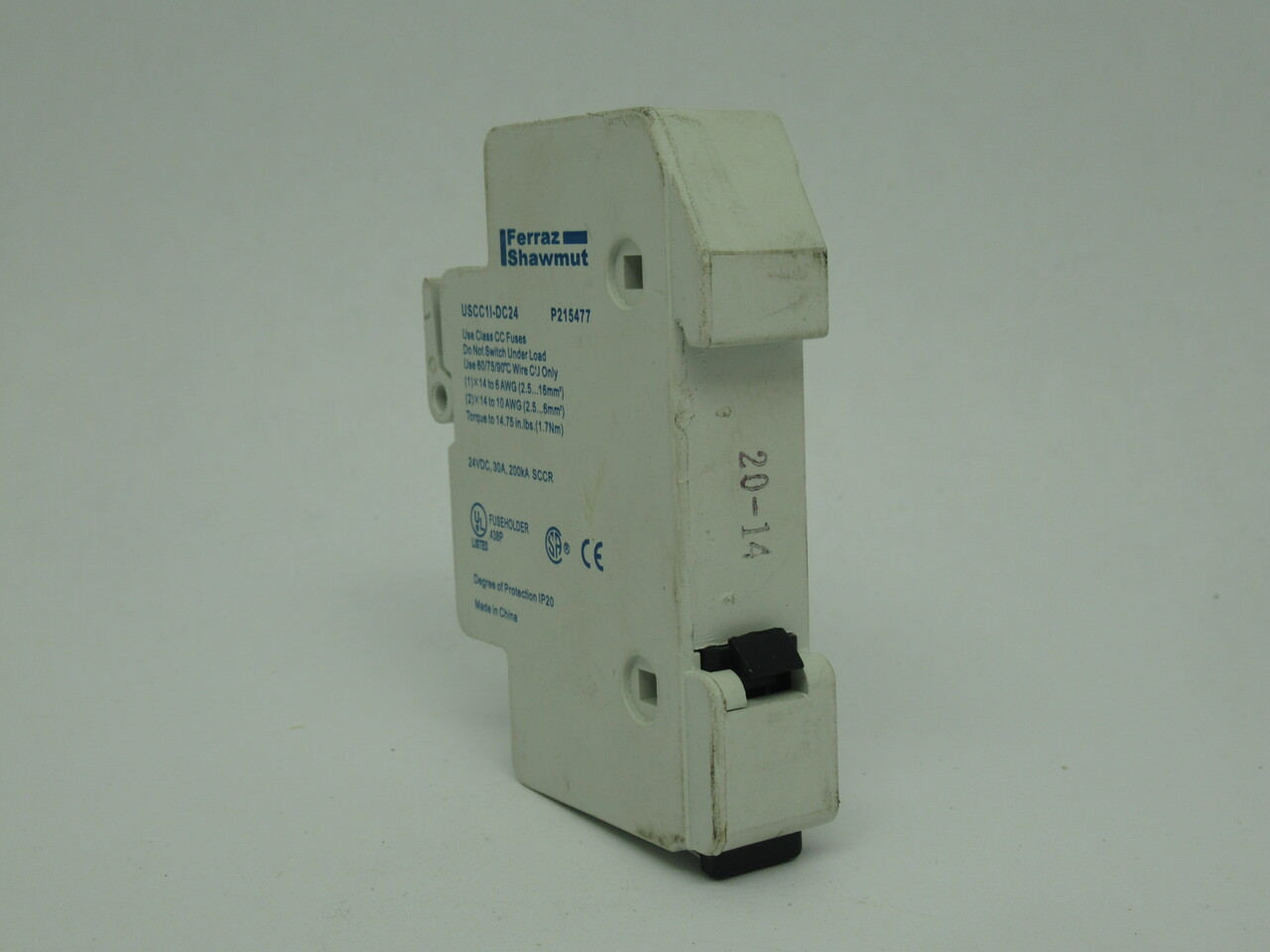Ferraz Shawmut USCC1I-DC24 Fuse Holder 30A 24VDC 1-Pole 14-6AWG 14-10AWG USED