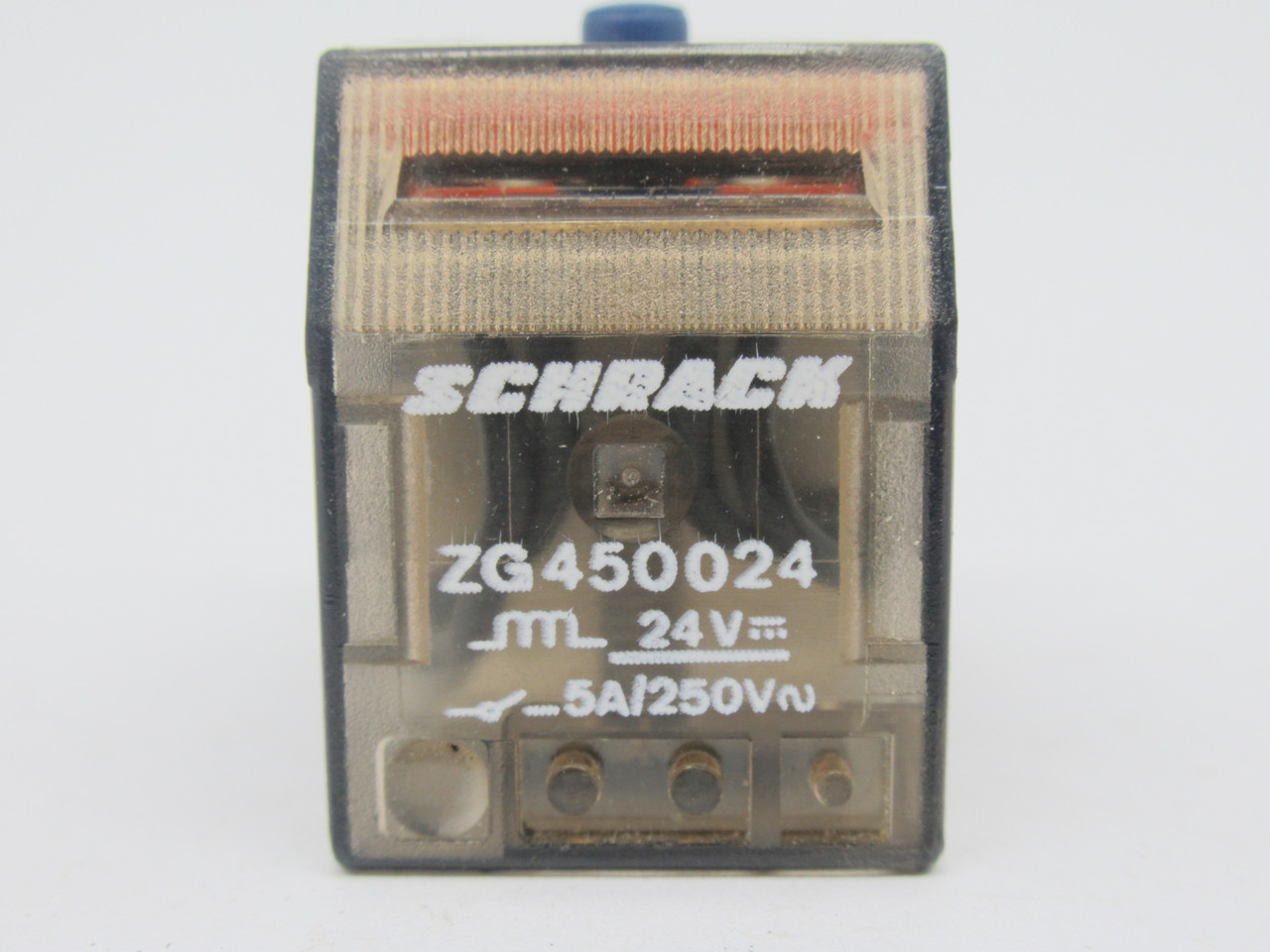 Schrack ZG450024 Plug-In Relay w/ Reset 24VDC 5A 14-Blade 4-Pole USED