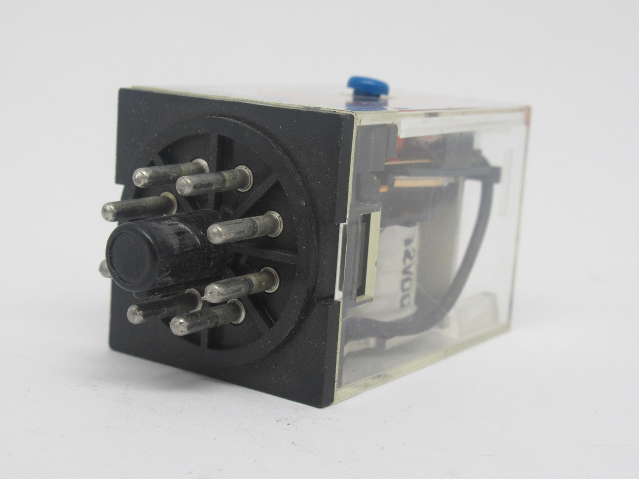 Omron MK2P-S-DC12 Plug-In Relay 12VDC 10A 8-Pin w/ Push-To-Test Button USED