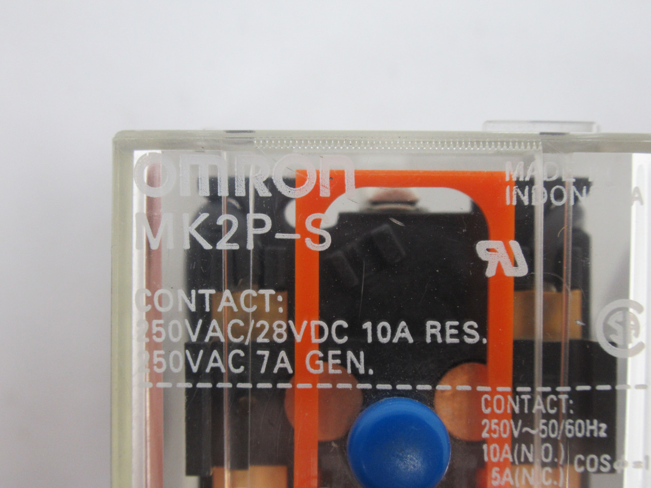 Omron MK2P-S-DC12 Plug-In Relay 12VDC 10A 8-Pin w/ Push-To-Test Button USED