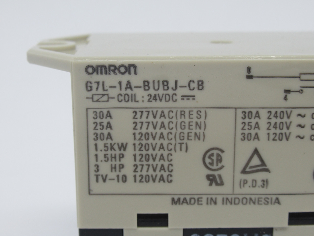 Omron G7L-1A-BUBJ-CB-DC24 Power Relay w/ Test Button 24VDC 25/30A USED