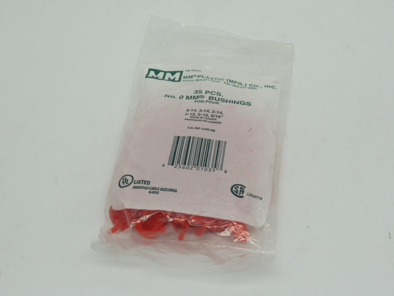 MM Plastic No.0 Cable Bushings for 4-14,3-14,2-14,3-12,2-12,5/16" *35-Pack* NWB
