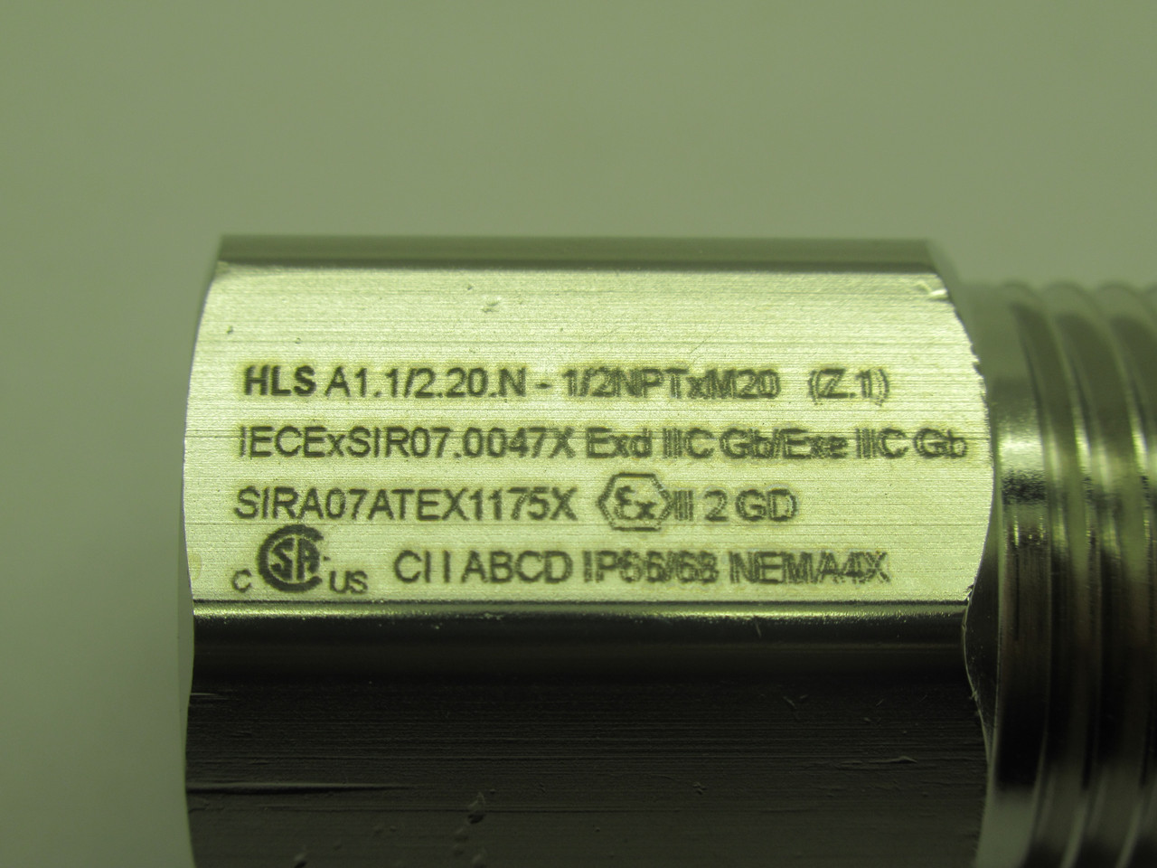 HLS A1.1/2.20.N Nickel Plated Threaded Adaptor 1/2" NPT x M20 0.571" Bore NOP