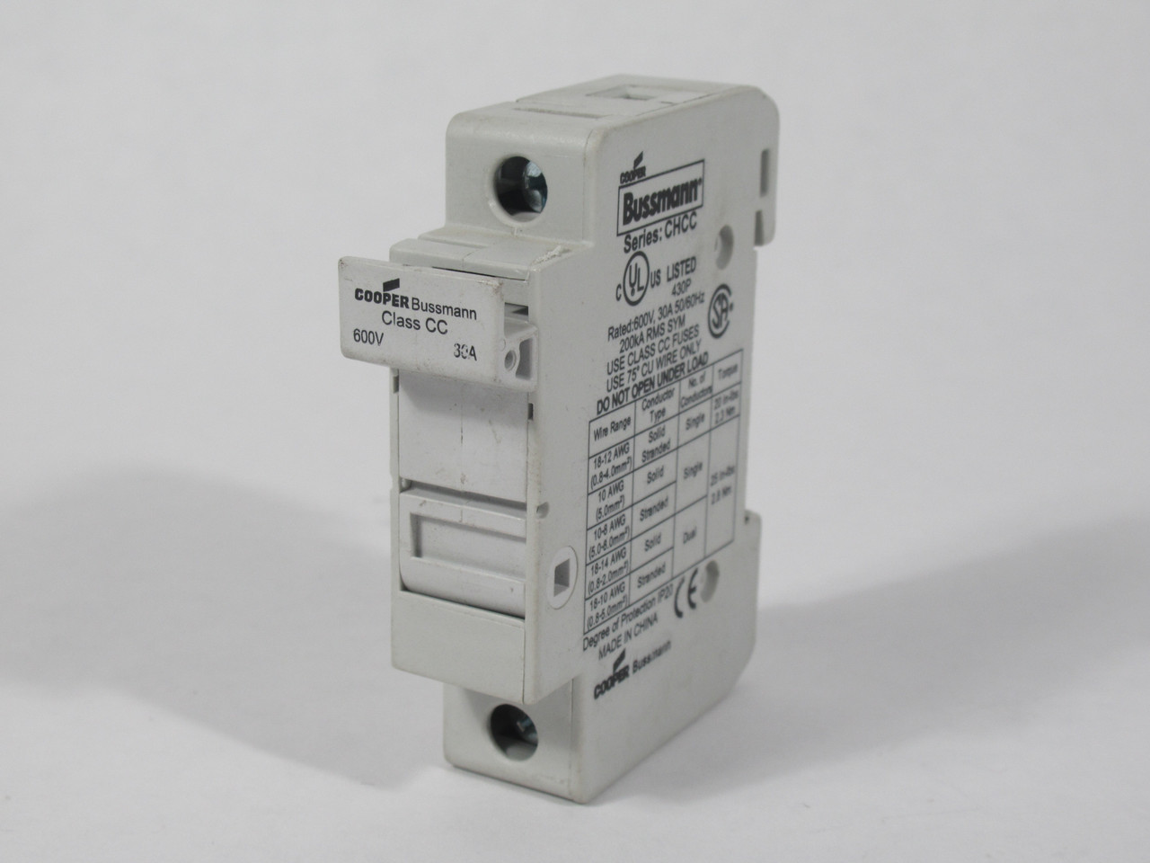 Cooper Bussmann CHCC1DU Fuse Holder 30A 600V 50/60Hz 1-Pole USED