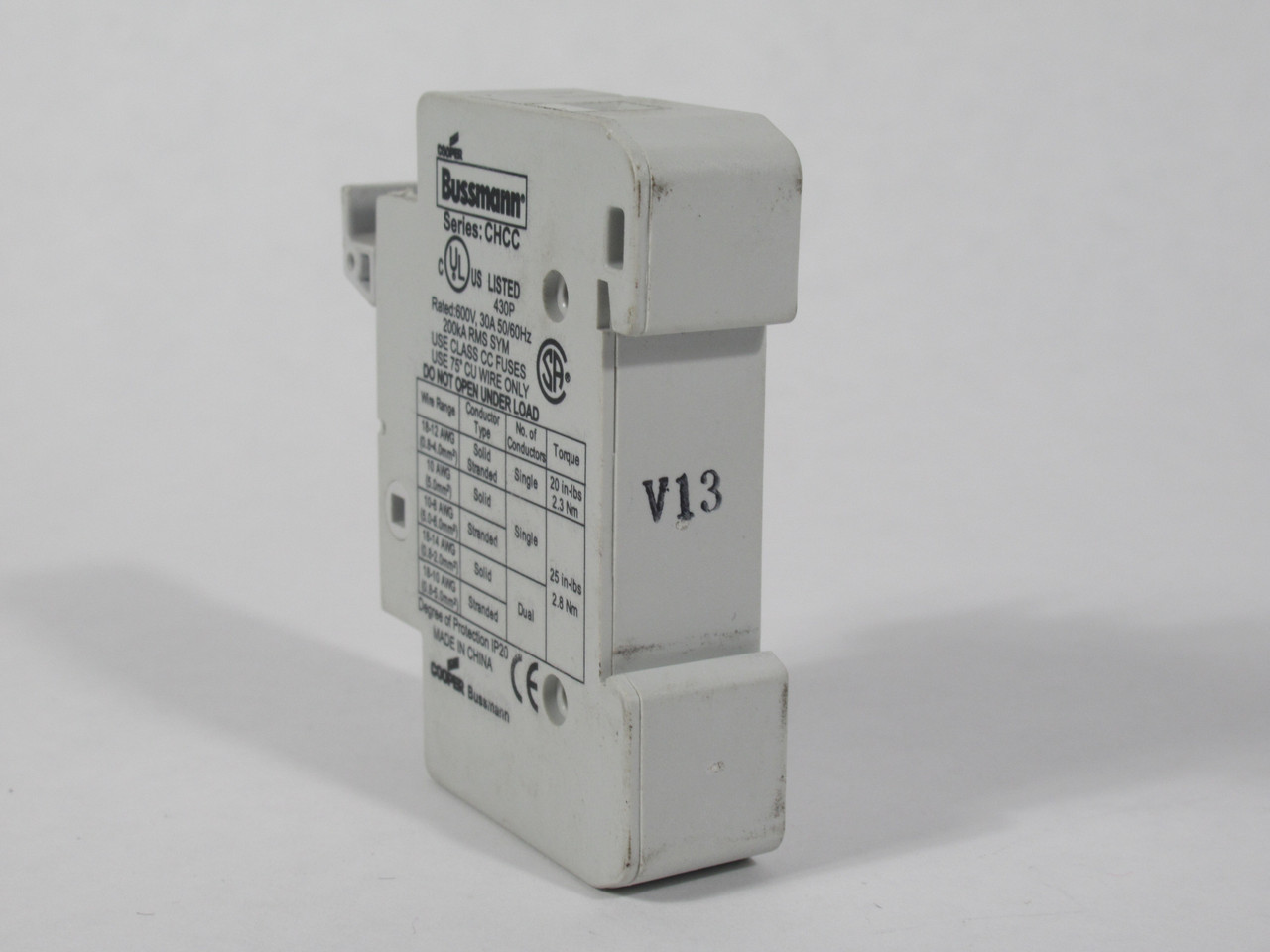 Cooper Bussmann CHCC1DU Fuse Holder 30A 600V 50/60Hz 1-Pole USED