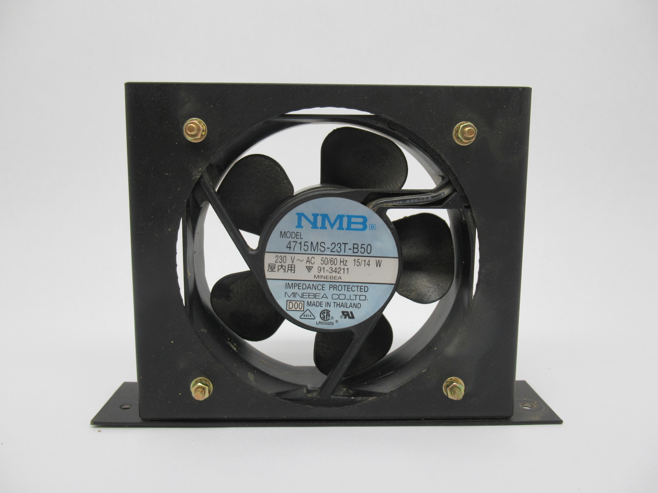 NMB 4715MS-23T-B50 AC Axial Fan w/ Mount 230VAC 50/60Hz 15/14W USED