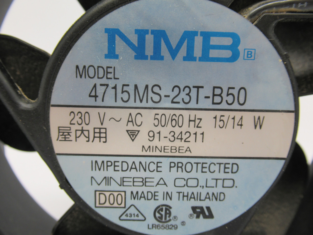 NMB 4715MS-23T-B50 AC Axial Fan w/ Mount 230VAC 50/60Hz 15/14W USED