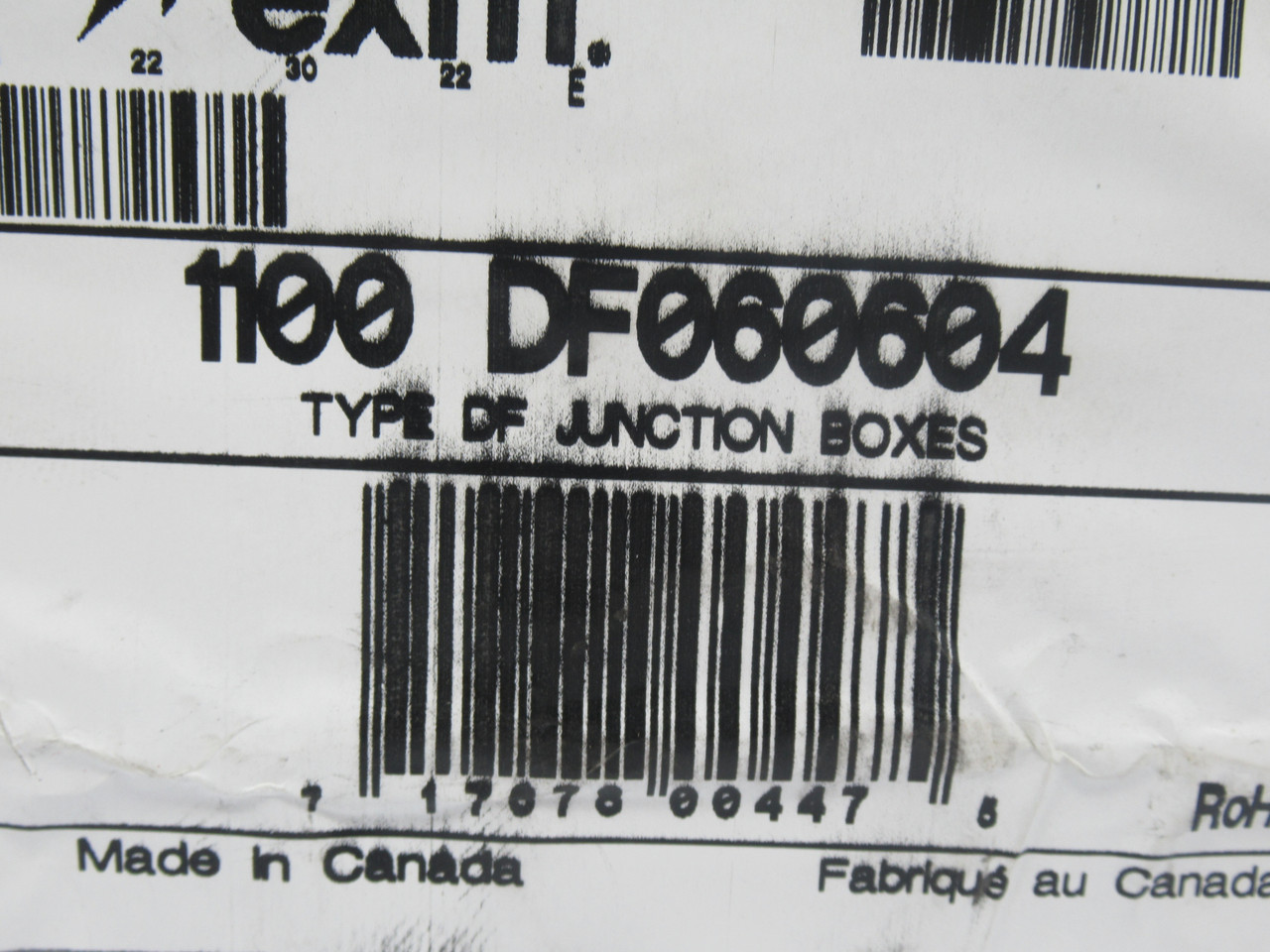 EXM 1100-DF060604 Type 1 Junction Box 6" L x 6" W x 4" T MISSING COVERPLATE NEW