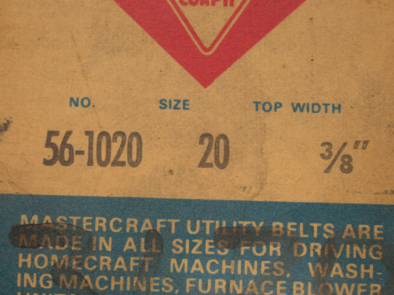 Mastercraft 56-1020 Utility V-Belt 20" L x 0.375" W NEW