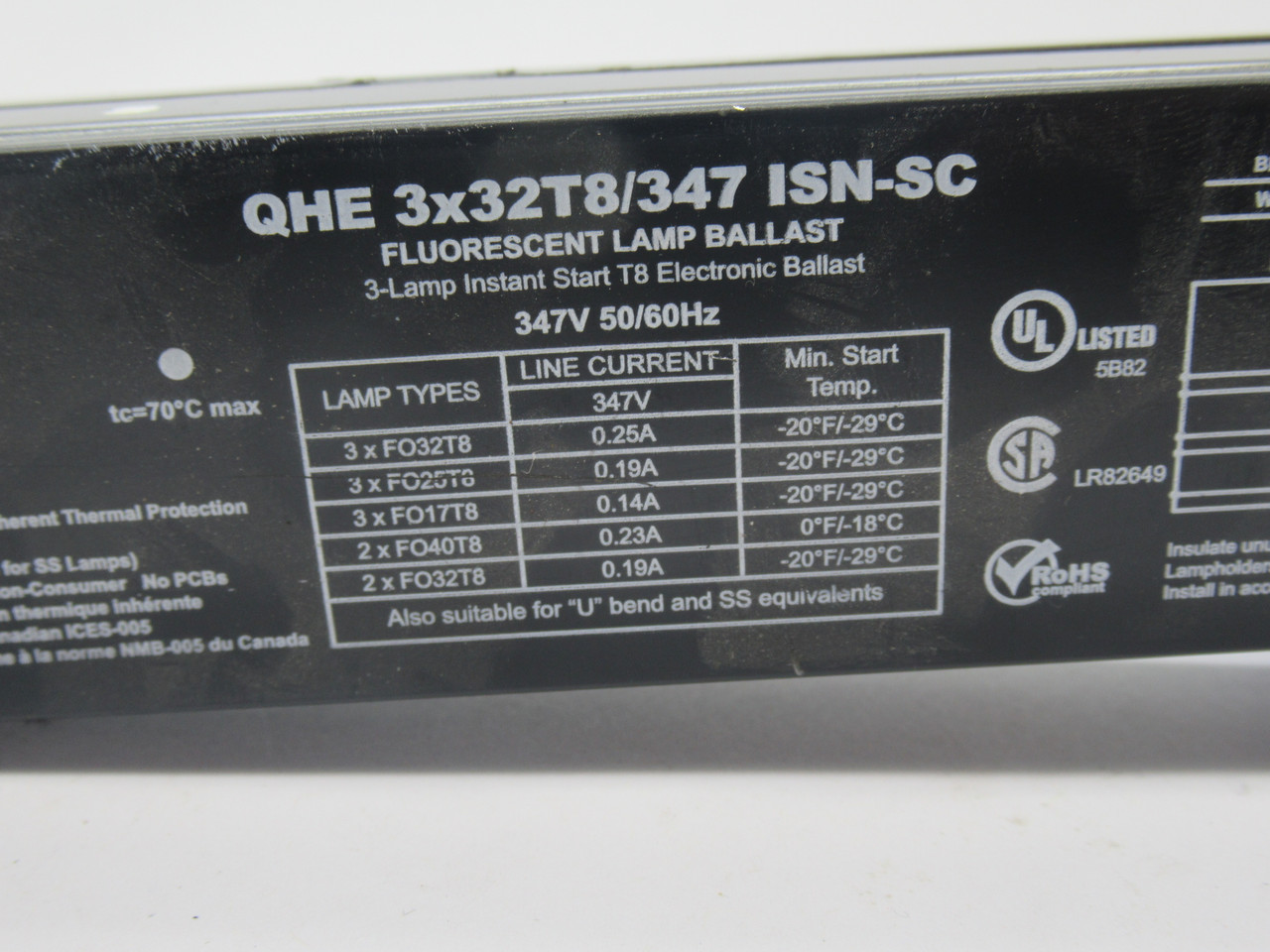 Osram QHE3X32T8/347 ISN-SC 3 Lamp Instant Start Ballast 347V 50/60Hz USED