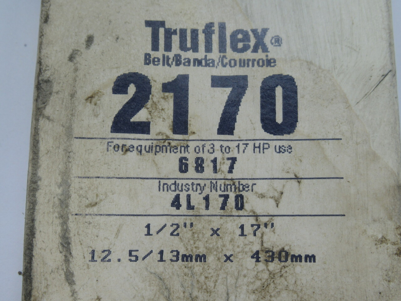 Gates 2170 Truflex V-Belt 17" L x 0.5" W x 0.31" T *STAINED PACKAGE* NEW