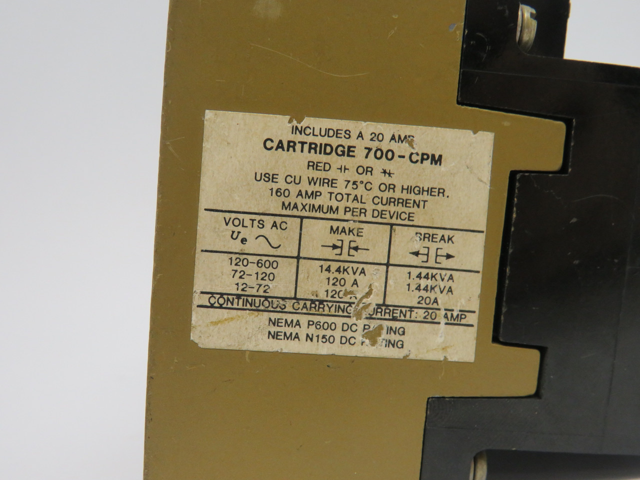 Allen-Bradley AC Control Relay 700-PK800A1 Series A Missing Contact Screw USED