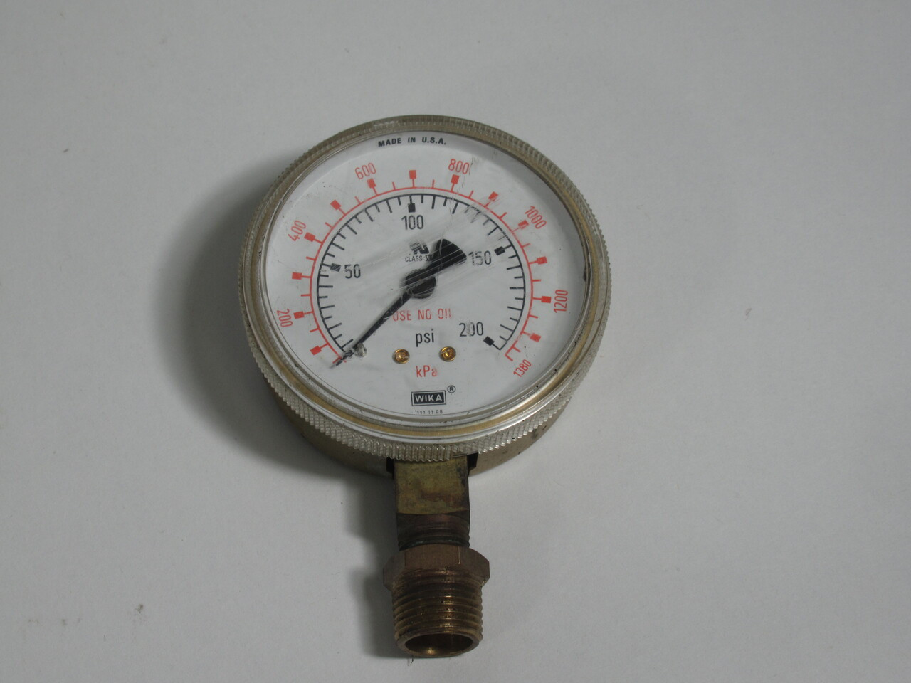 Wika 111.11.68 Pressure Gauge 2-1/2" Dial 0-200 Psi Bottom Port 1/4" NPT USED