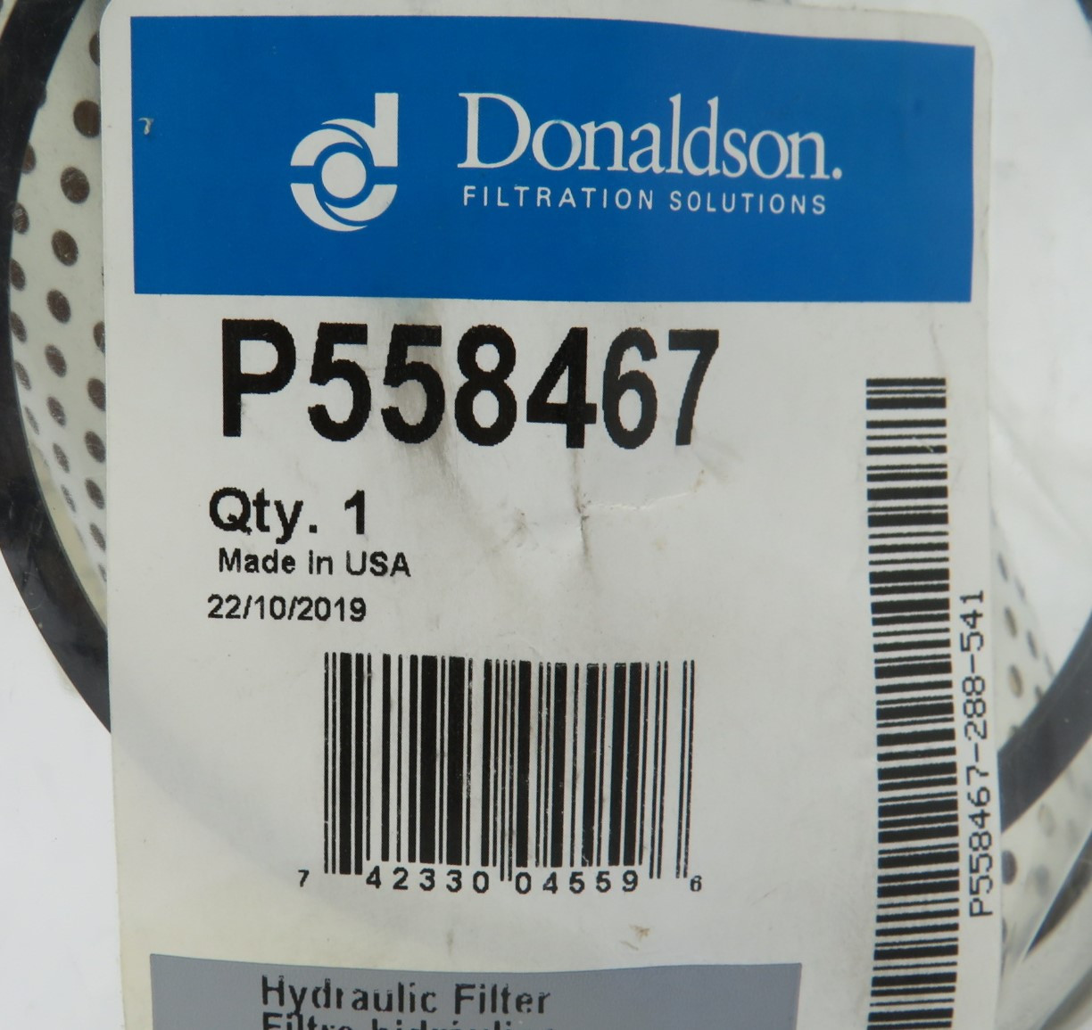Donaldson P558467 Hydraulic Filter Cartridge 2.87"OD .47"ID 4.37L SHELF WEAR NWB