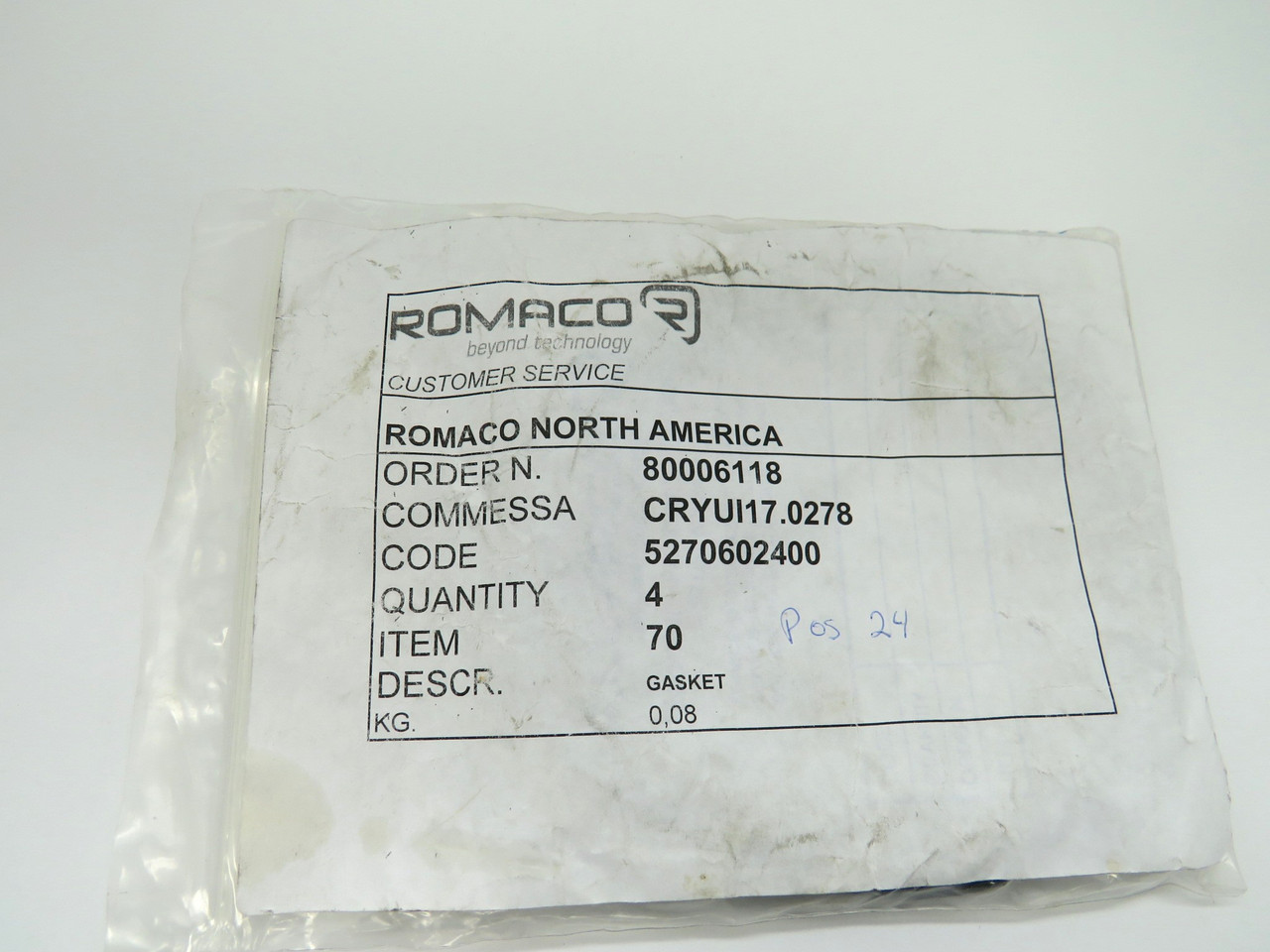 Romaco 5270602400 Gasket 131mmOD 121mmID 7mmW Lot of 3 NOP