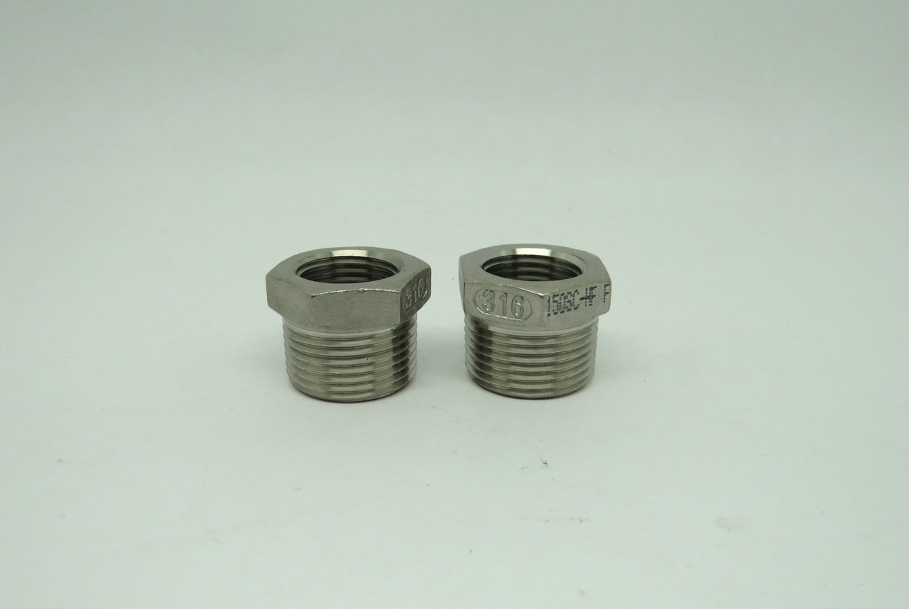 Generic 3/4x1/2 Threaded 3/4" Male x 1/2" Female Bushing Adapter Lot of 2 NOP
