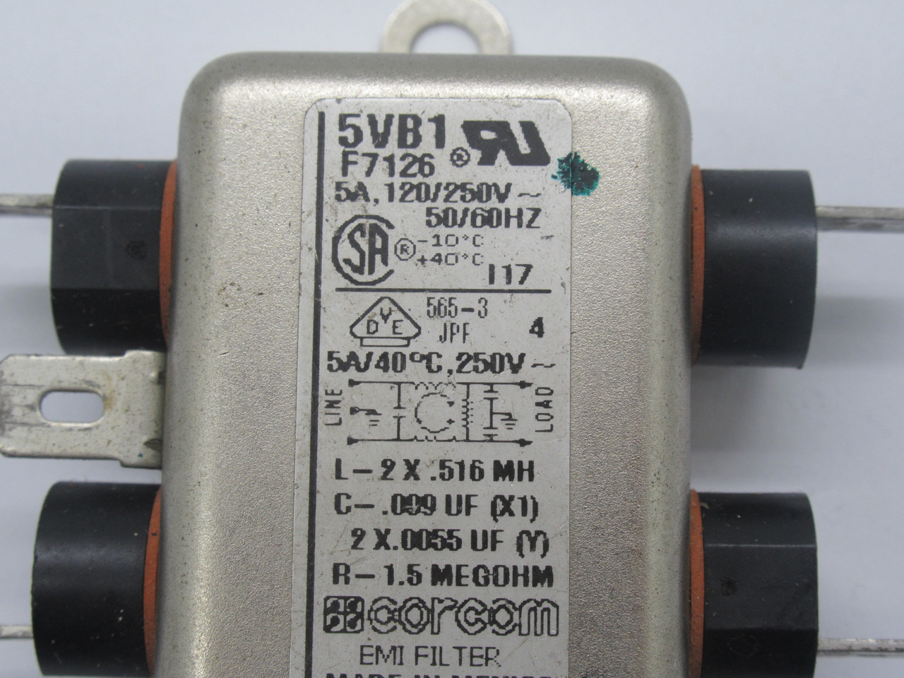 Corcom 5VB1 Line Filter 5A 120/250V 50/60Hz USED