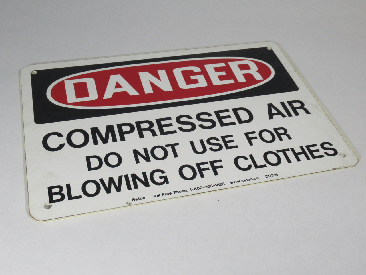 Seton DR126 Danger-Compressed Air Sign 10x7" USED