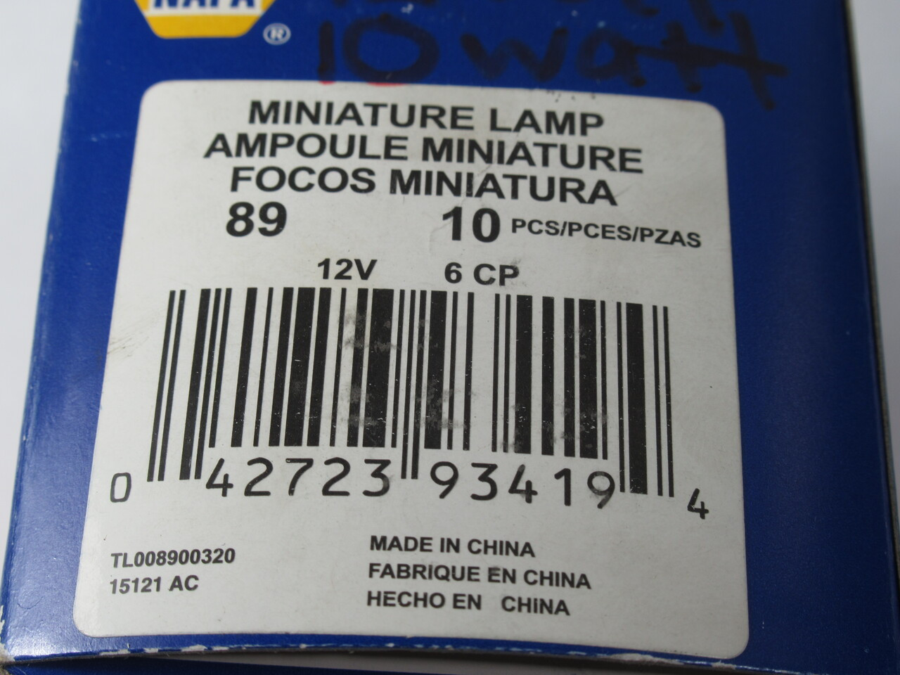 Napa 89 Automotive Miniature Lamp 12V 10 Pack BOX DMG NEW
