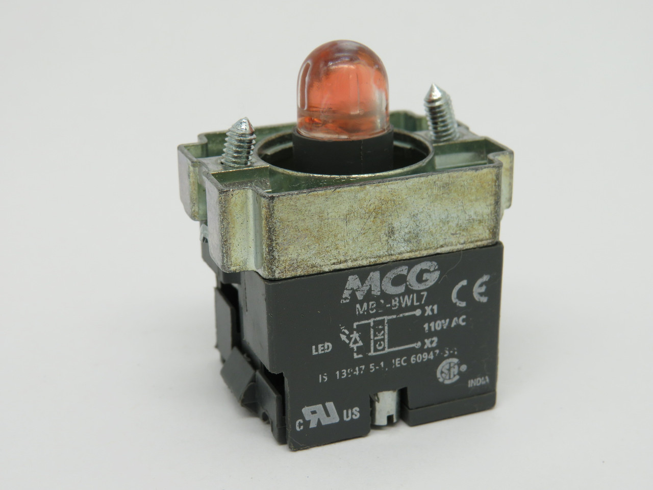 MCG MB2-BWL74 Switch Body Assembly with Red LED Lamp and Fixing Collar USED