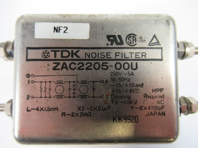 TDK ZAC2205-00U Noise Filter 250VAC 5A 50/60Hz USED