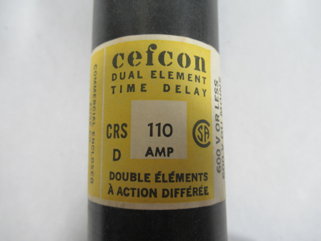 Cefcon CRS-110 Dual Element Time Delay Fuse 110A 600V USED