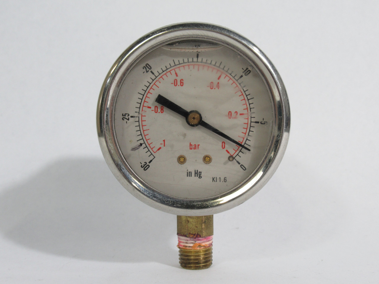 Generic Liquid-Filled Pressure Gauge -30-0inHg -1-0bar 1/4" NPT USED