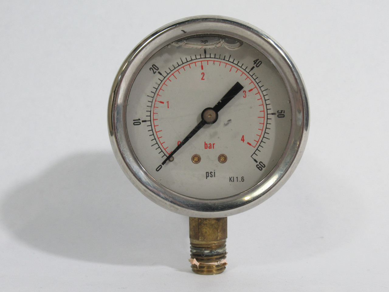 Generic Liquid-Filled Pressure Gauge 0-60psi 0-4bar 1/4" NPT USED